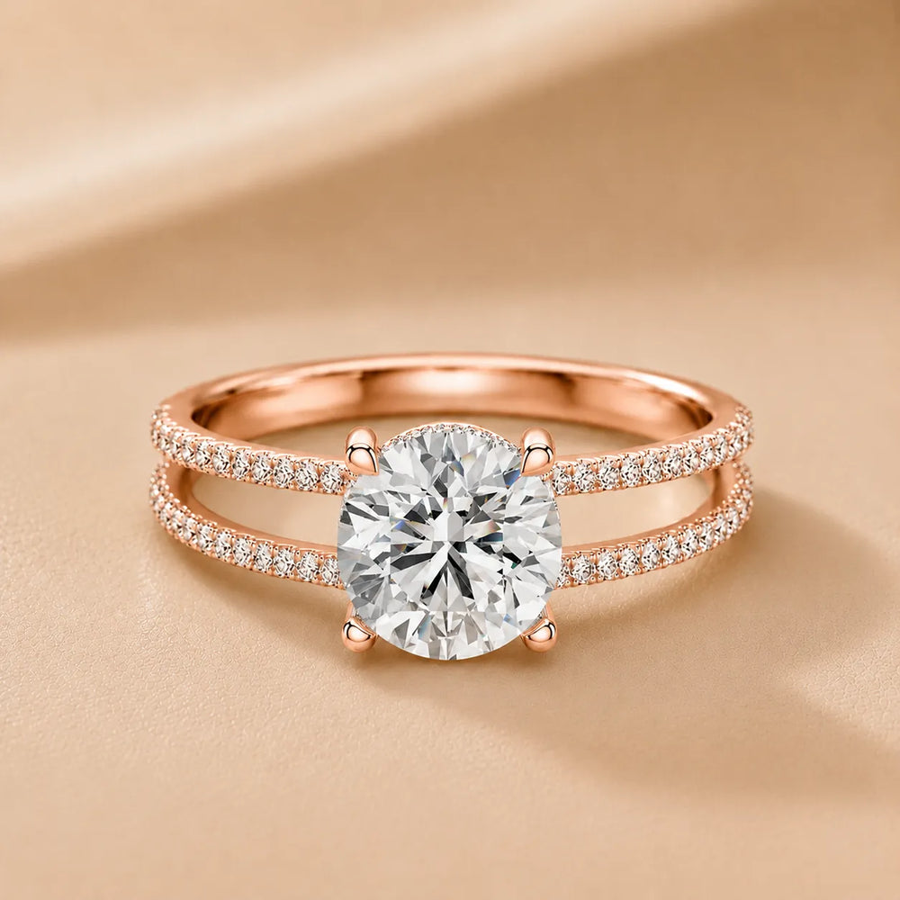The Twin Halo Majesty Side Diamond Engagement Ring