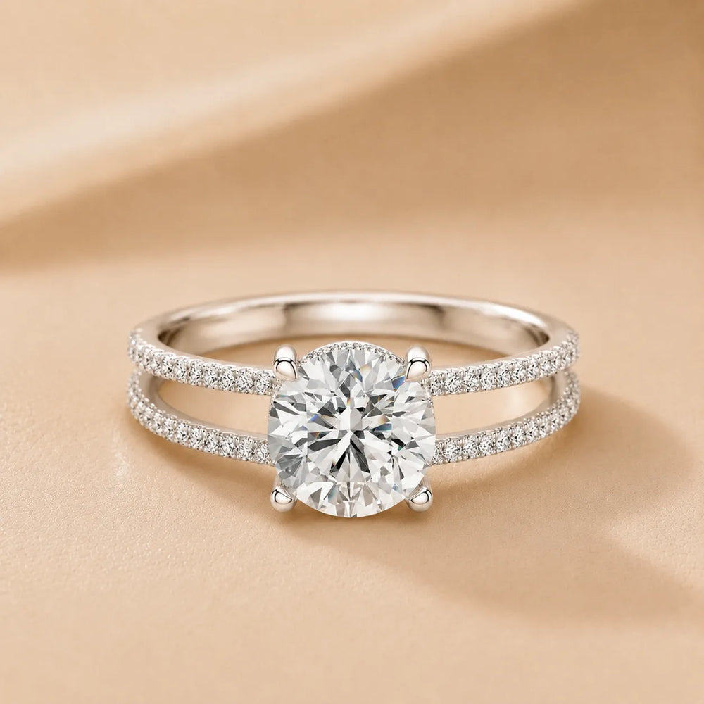 The Twin Halo Majesty Side Diamond Engagement Ring
