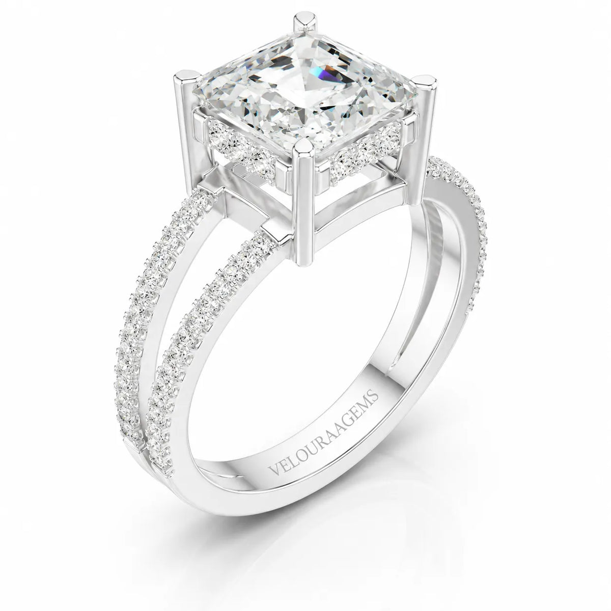 The Twin Halo Majesty Side Diamond Engagement Ring