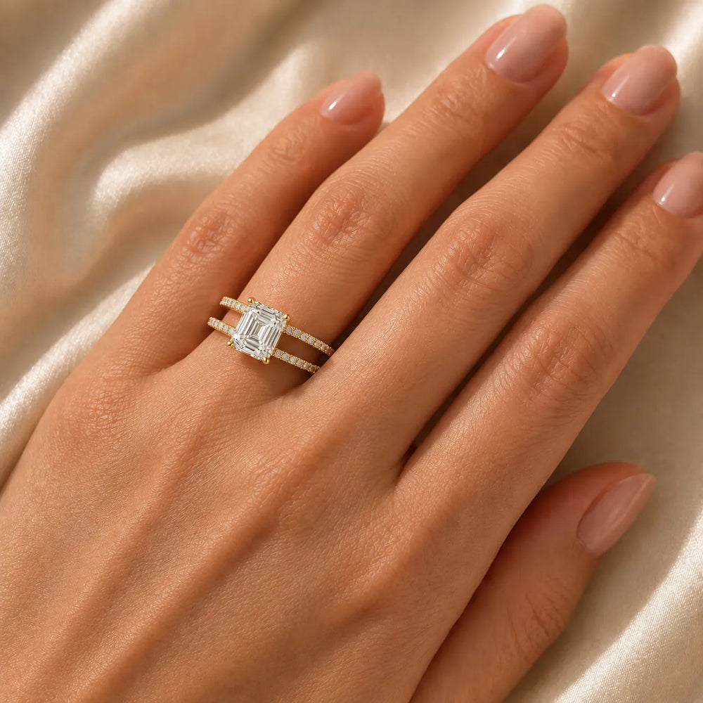 The Twin Halo Majesty Side Diamond Engagement Ring