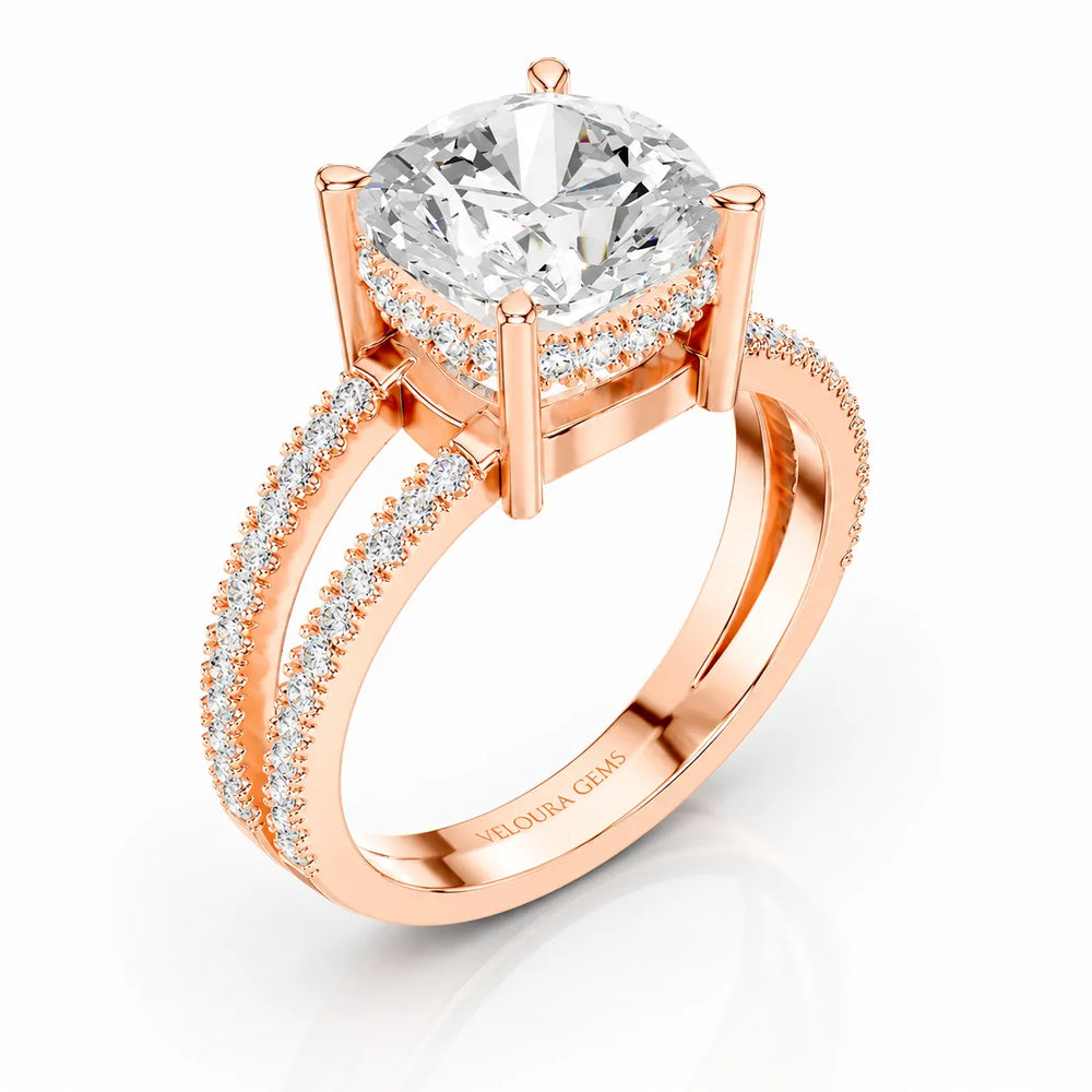 The Twin Halo Majesty Side Diamond Engagement Ring