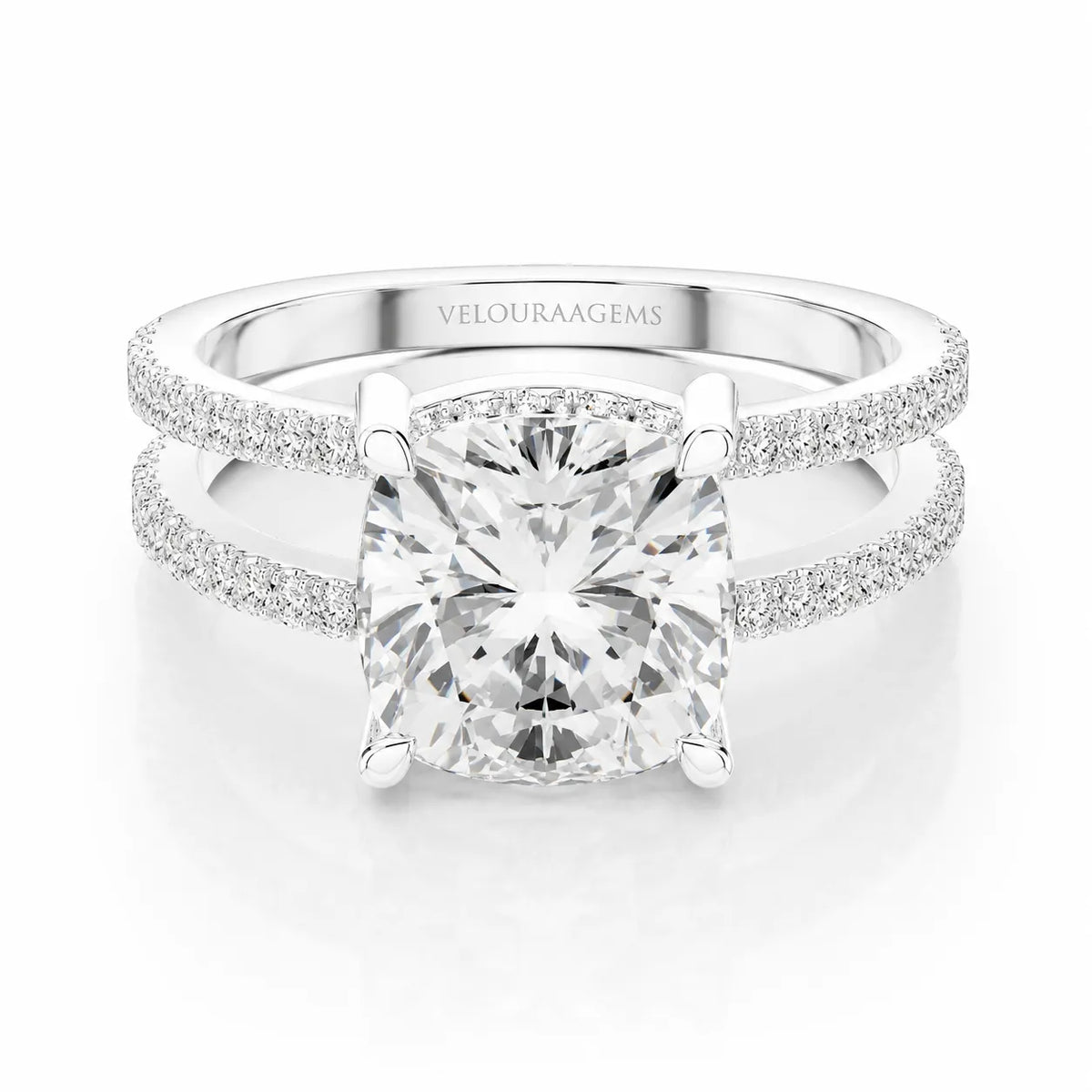 The Twin Halo Majesty Side Diamond Engagement Ring