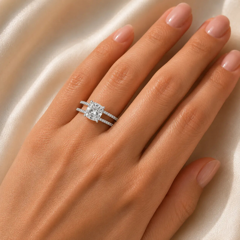 The Twin Halo Majesty Side Diamond Engagement Ring