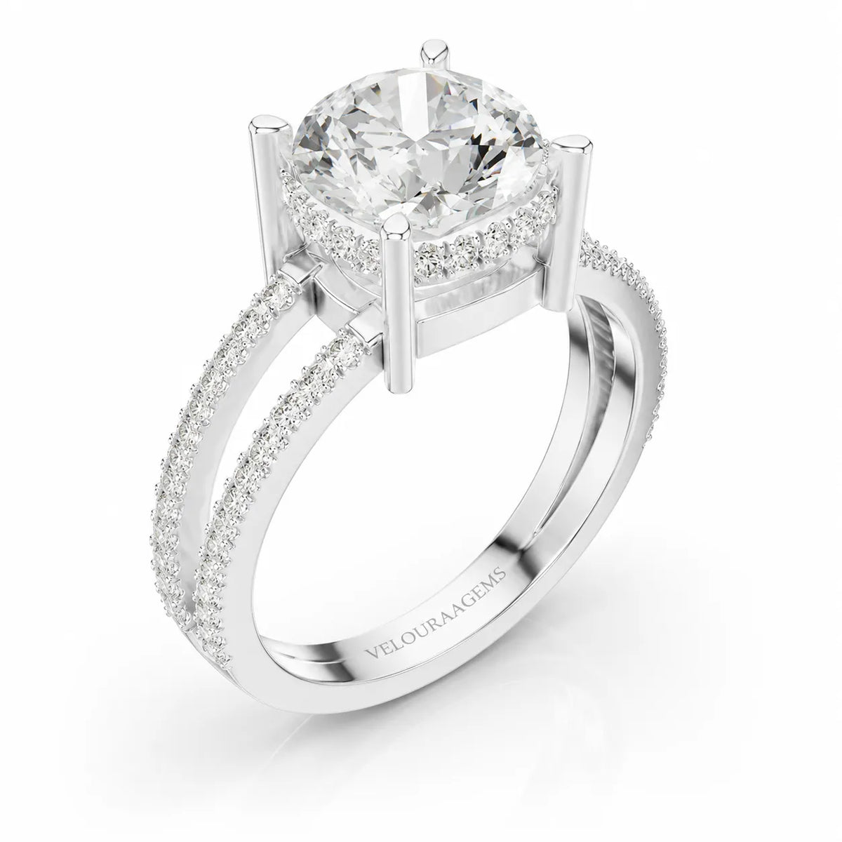 The Twin Halo Majesty Side Diamond Engagement Ring