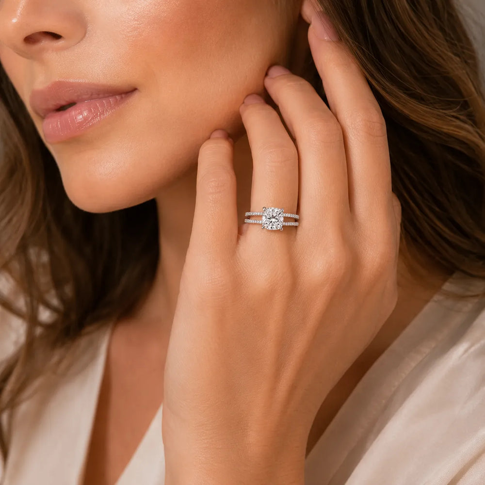 The Twin Halo Majesty Side Diamond Engagement Ring