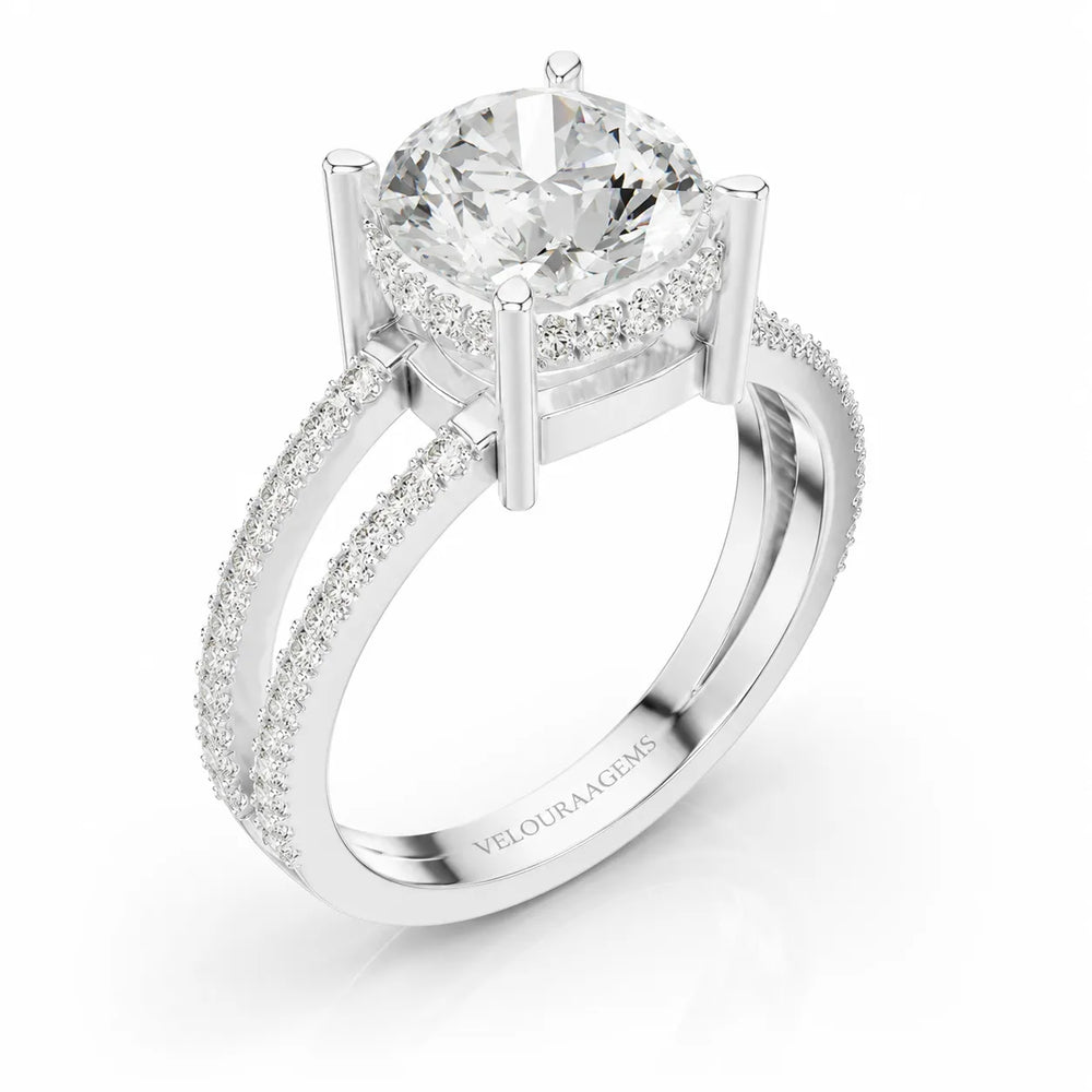 The Twin Halo Majesty Side Diamond Engagement Ring