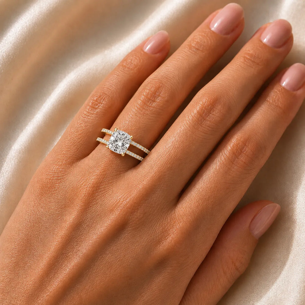 The Twin Halo Majesty Side Diamond Engagement Ring