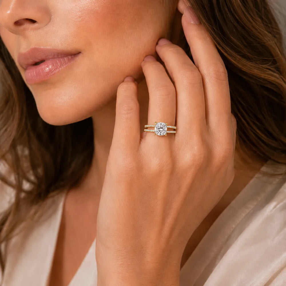 The Twin Halo Majesty Side Diamond Engagement Ring