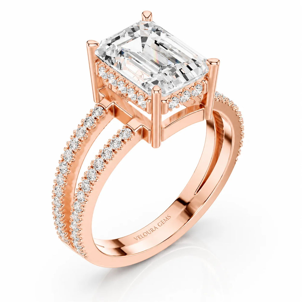 The Twin Halo Majesty Side Diamond Engagement Ring