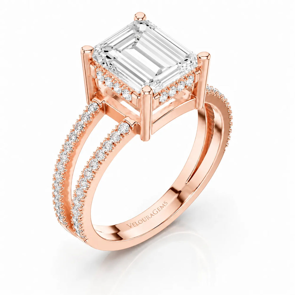 The Twin Halo Majesty Side Diamond Engagement Ring