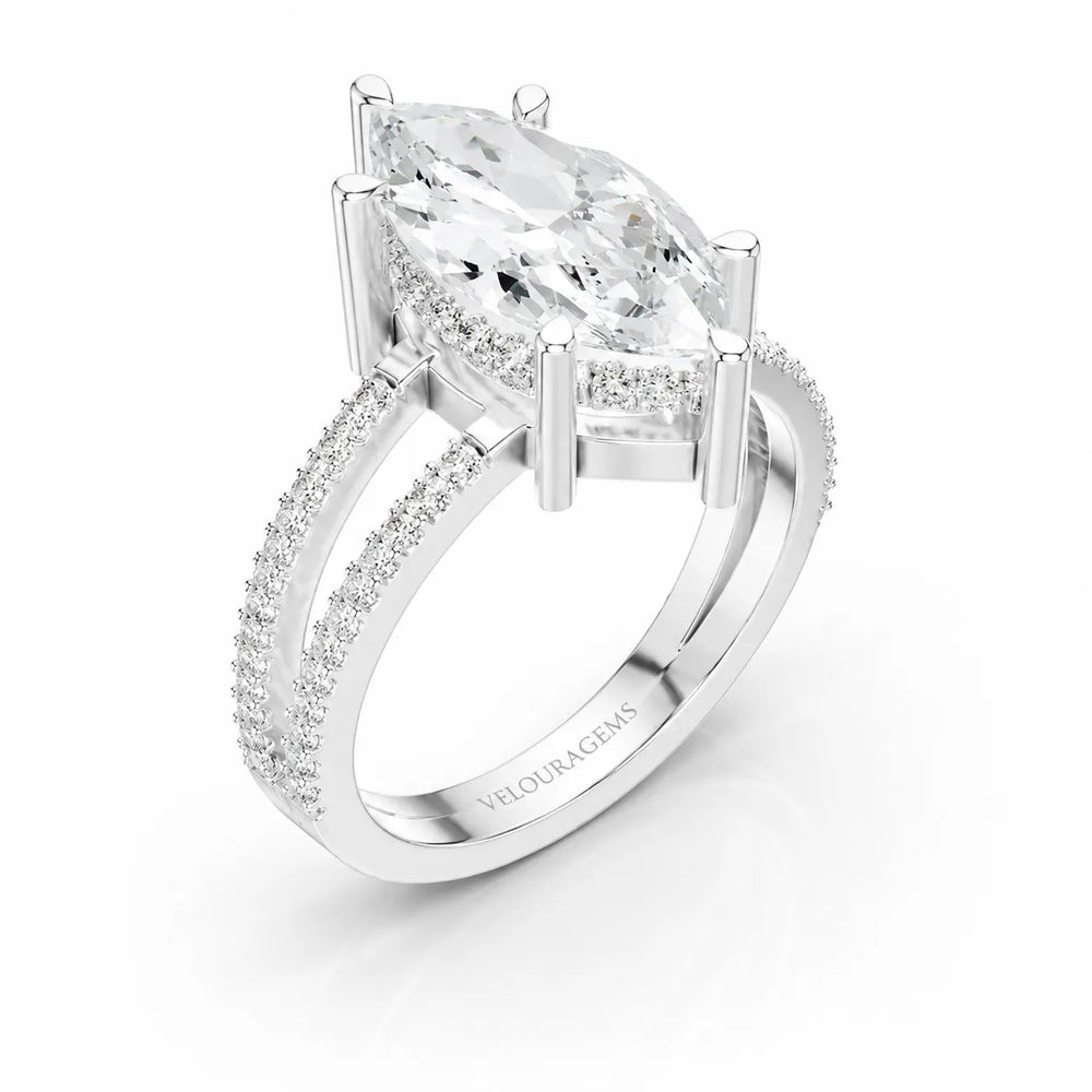 The Twin Halo Majesty Side Diamond Engagement Ring