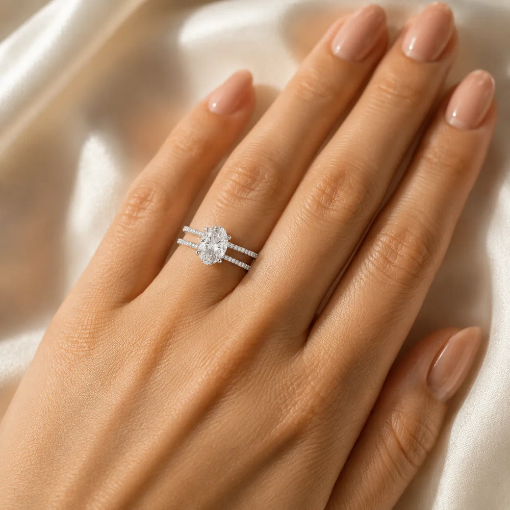 The Twin Halo Majesty Side Diamond Engagement Ring