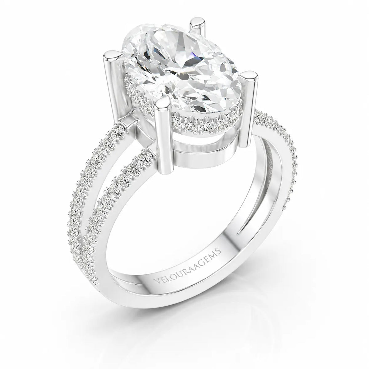 The Twin Halo Majesty Side Diamond Engagement Ring