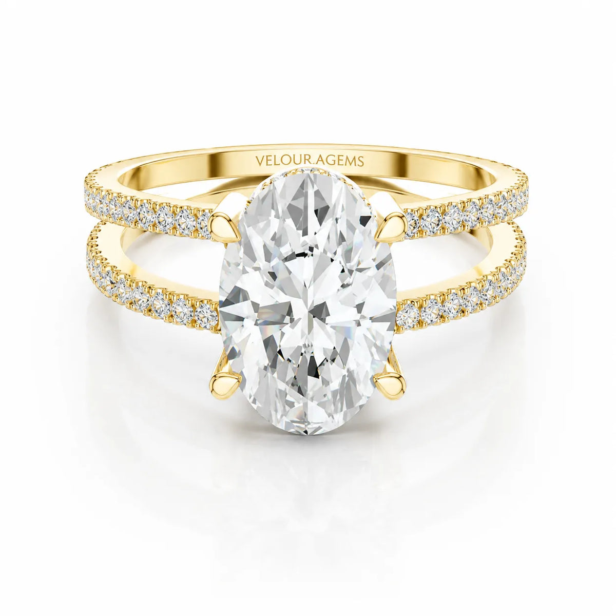 The Twin Halo Majesty Side Diamond Engagement Ring