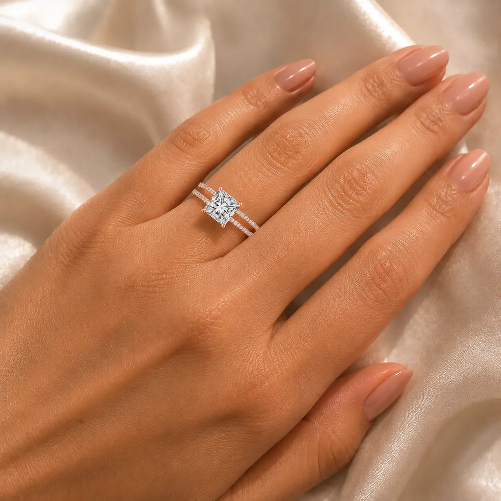 The Twin Halo Majesty Side Diamond Engagement Ring