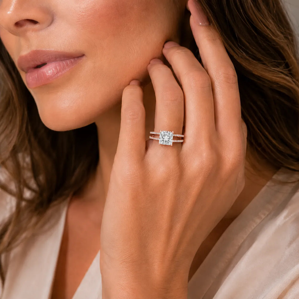 The Twin Halo Majesty Side Diamond Engagement Ring
