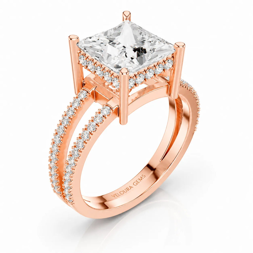 The Twin Halo Majesty Side Diamond Engagement Ring