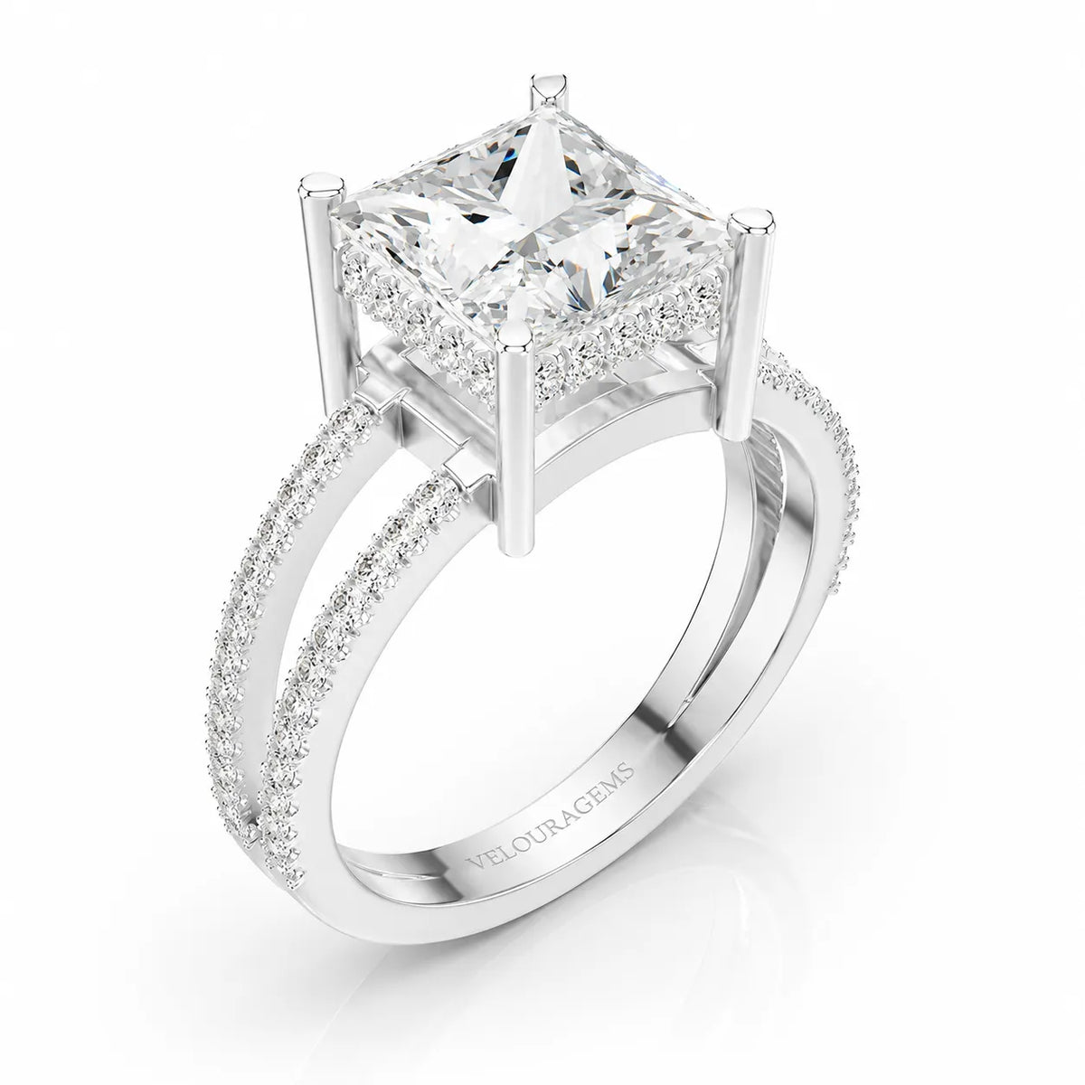 The Twin Halo Majesty Side Diamond Engagement Ring