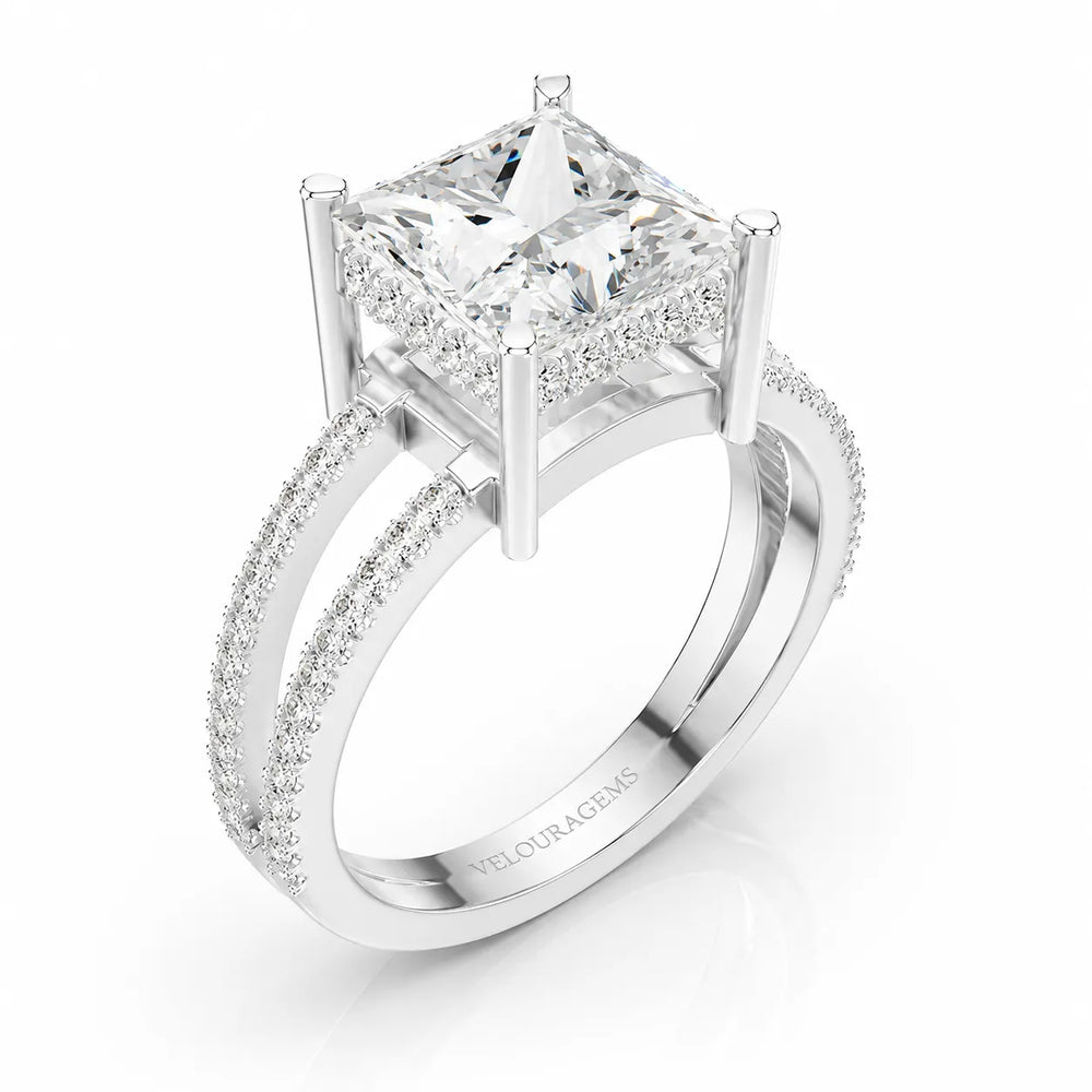 The Twin Halo Majesty Side Diamond Engagement Ring