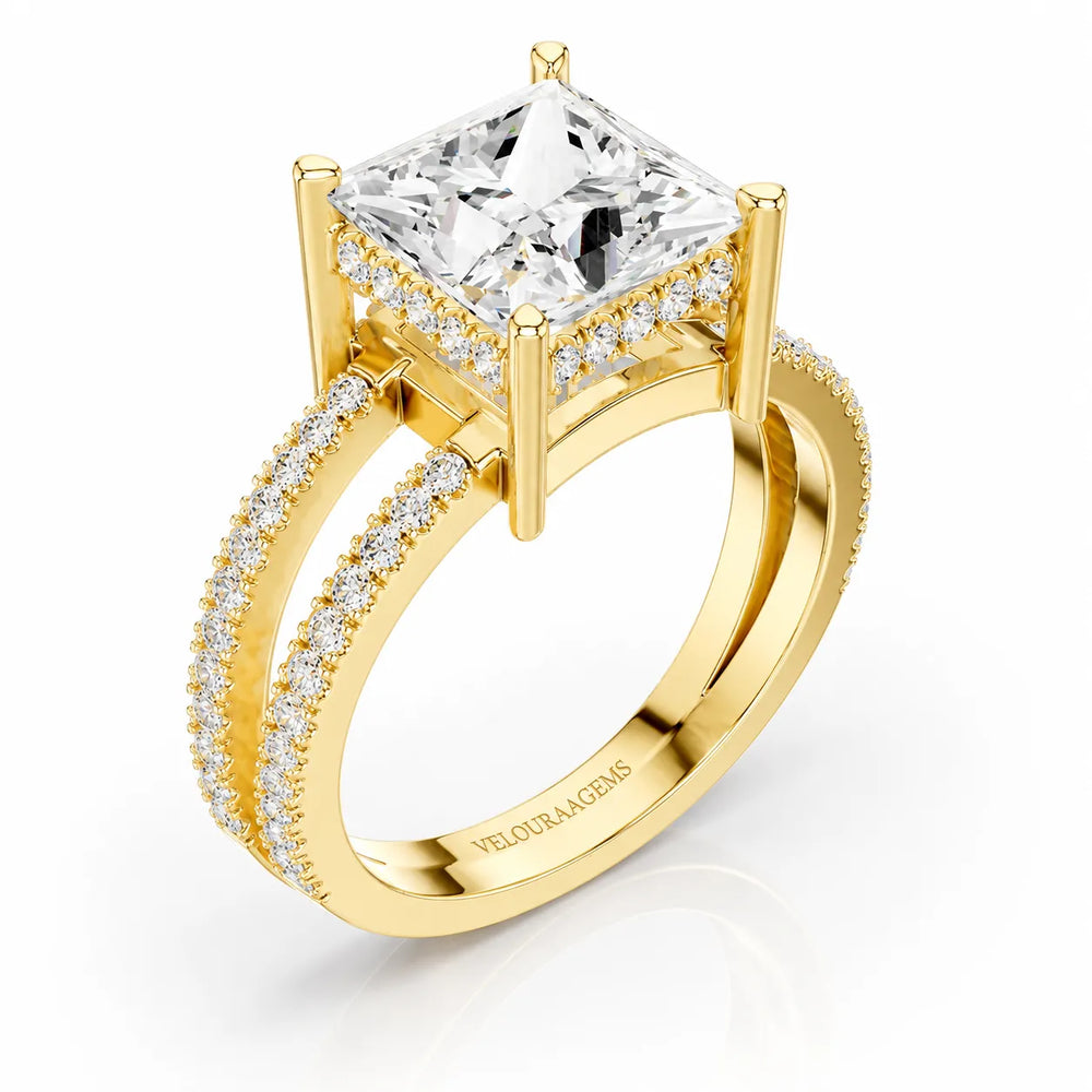 The Twin Halo Majesty Side Diamond Engagement Ring