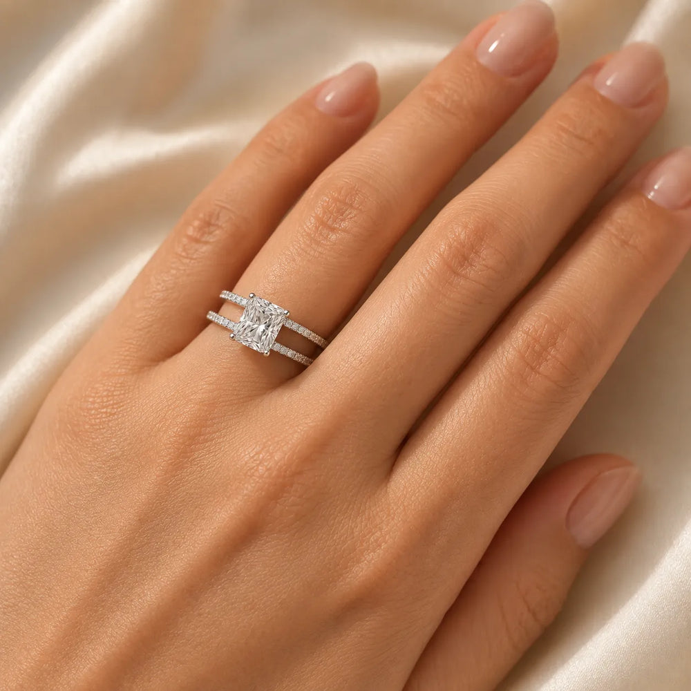 The Twin Halo Majesty Side Diamond Engagement Ring