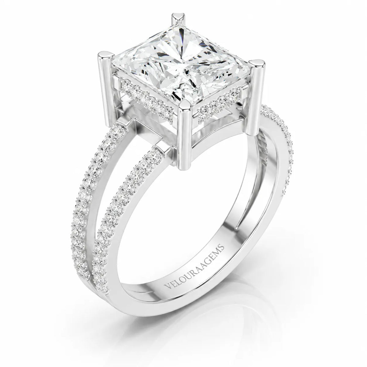 The Twin Halo Majesty Side Diamond Engagement Ring