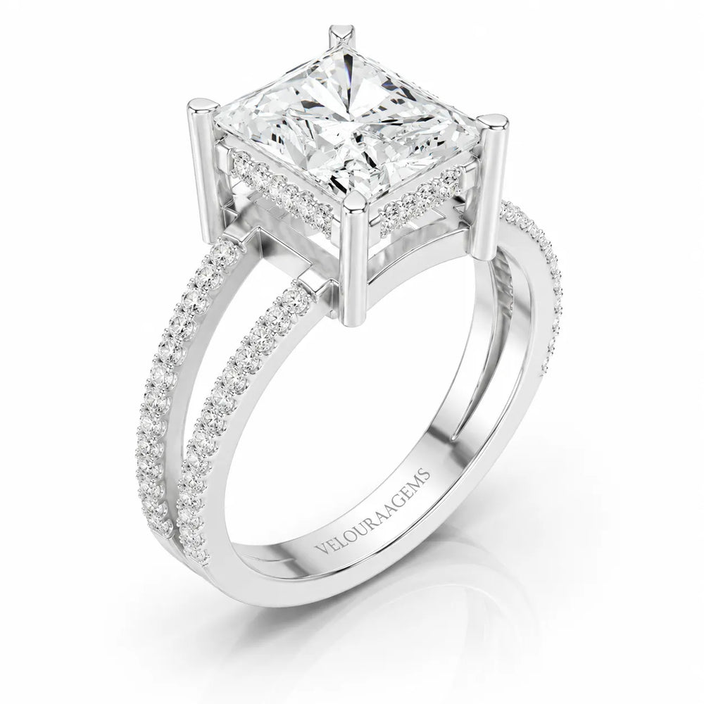 The Twin Halo Majesty Side Diamond Engagement Ring
