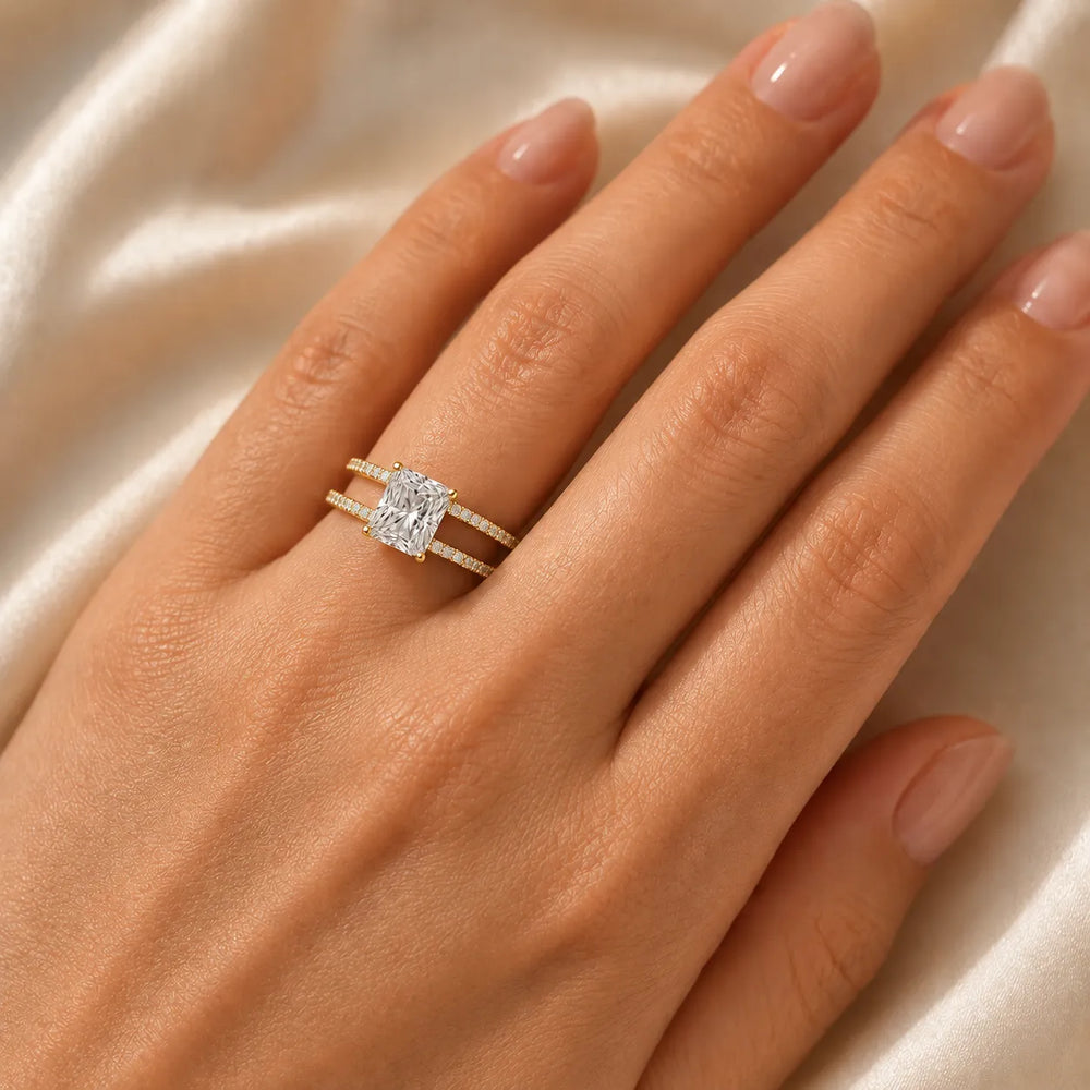The Twin Halo Majesty Side Diamond Engagement Ring