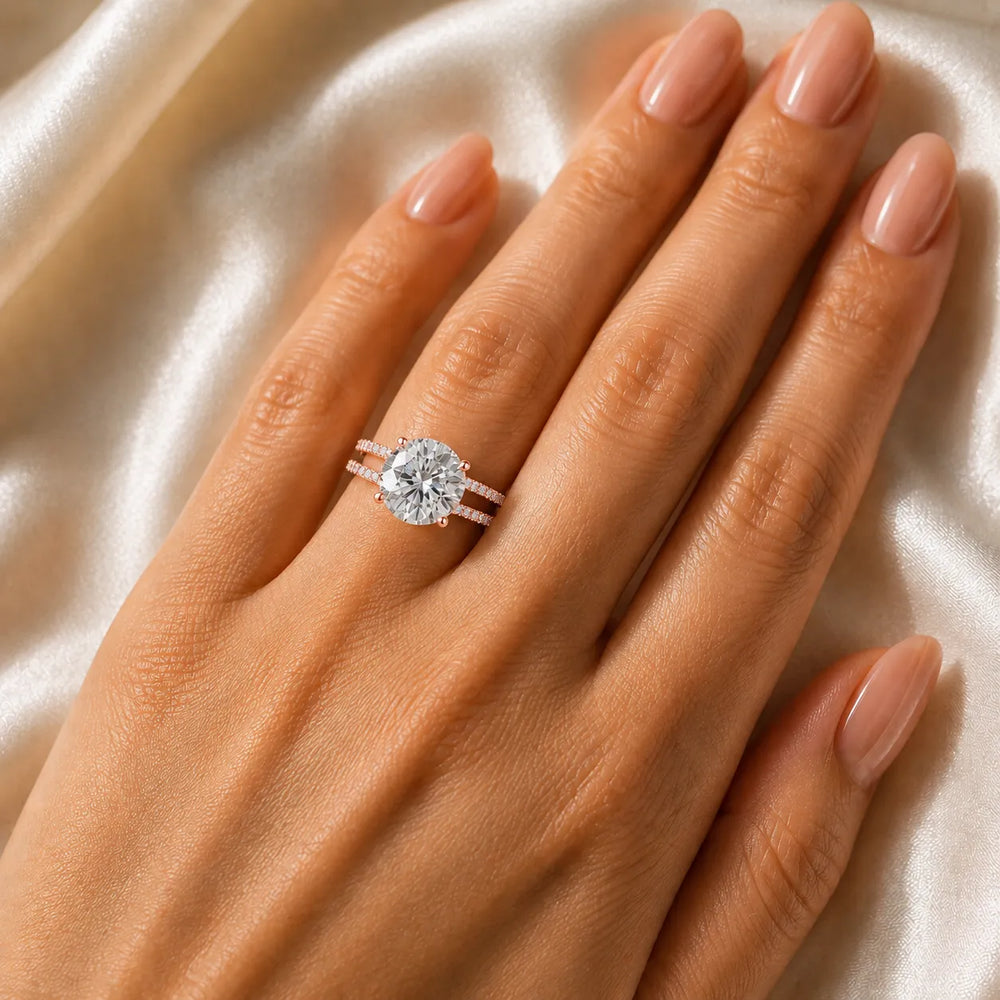 The Twin Halo Majesty Side Diamond Engagement Ring