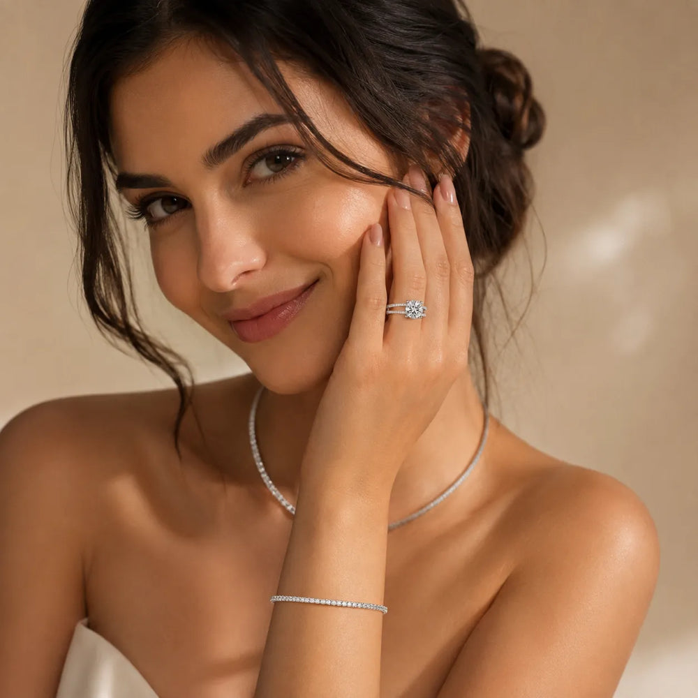 The Twin Halo Majesty Side Diamond Engagement Ring
