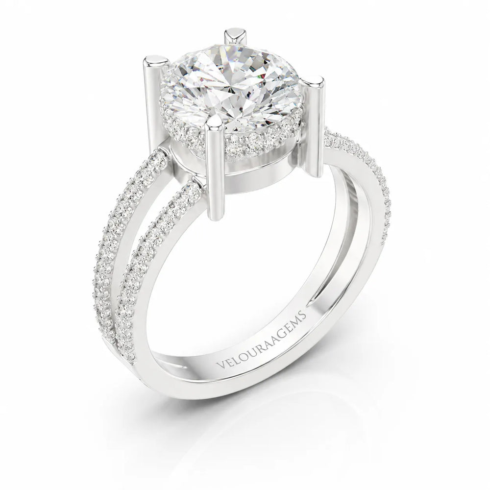 The Twin Halo Majesty Side Diamond Engagement Ring