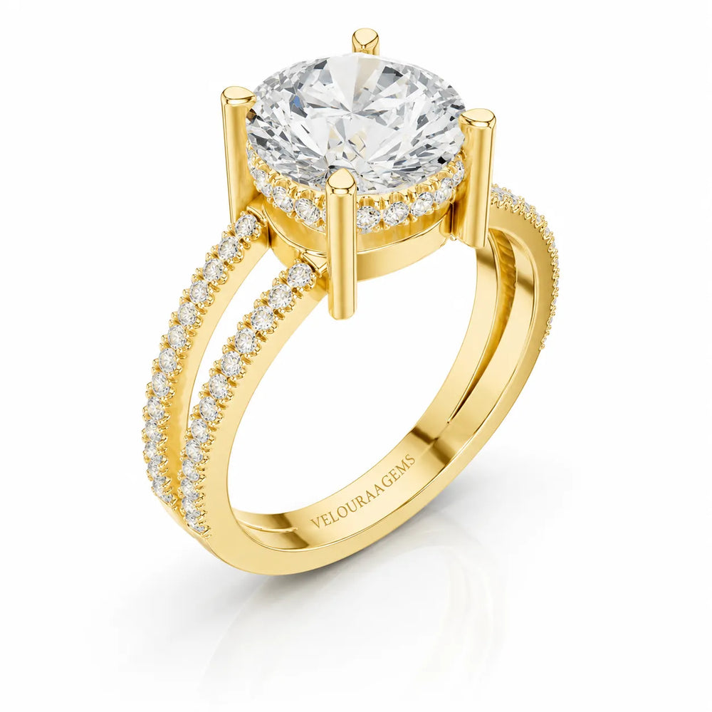 The Twin Halo Majesty Side Diamond Engagement Ring