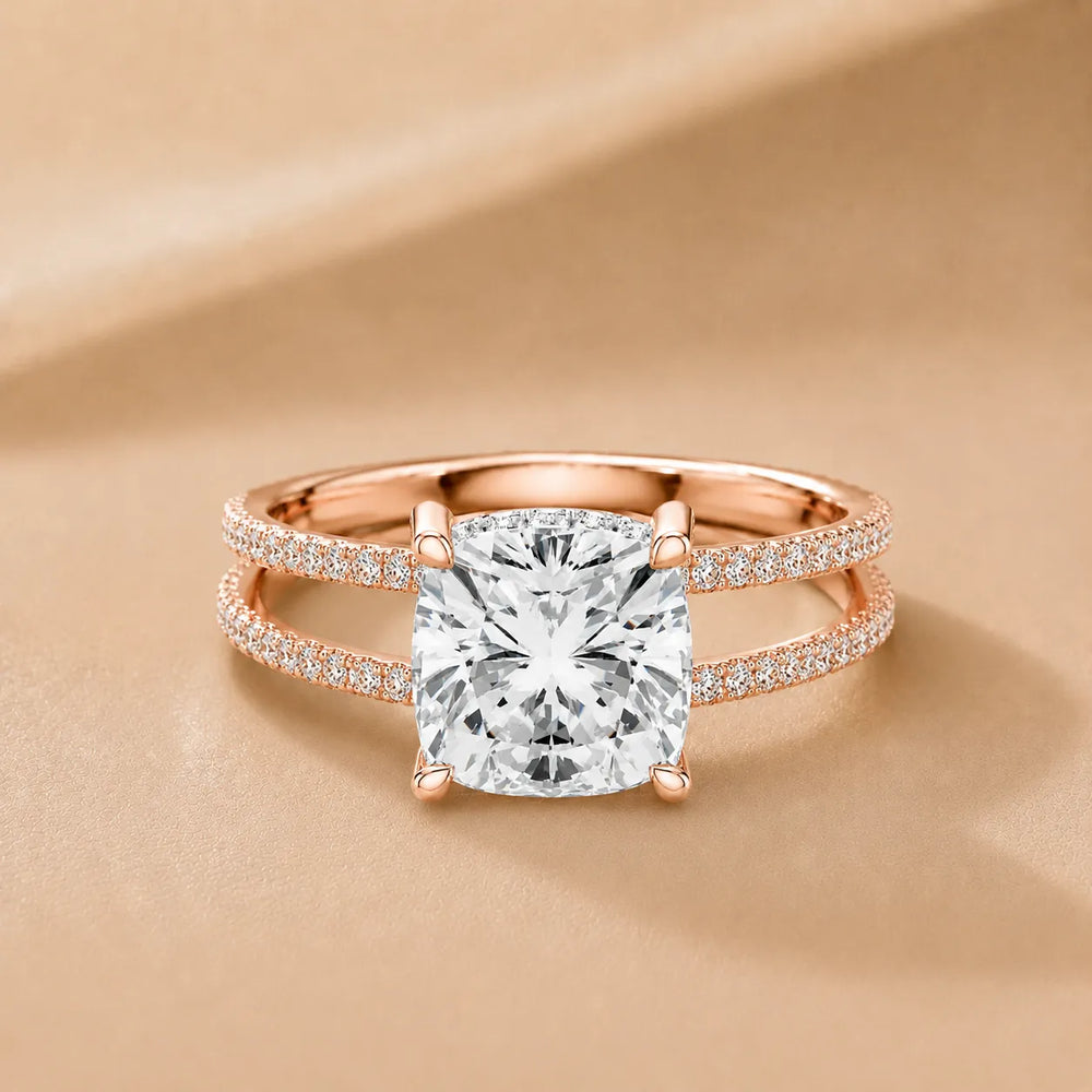 The Twin Halo Majesty Side Diamond Engagement Ring
