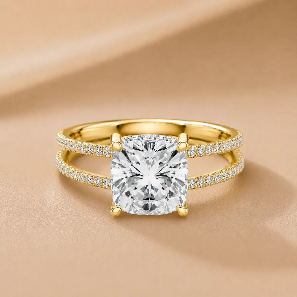 The Twin Halo Majesty Side Diamond Engagement Ring
